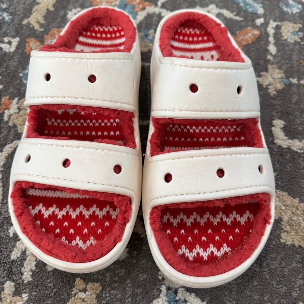 Crocs Unisex Classic Cozzzy‎ Holiday Sweater Sandal Lined Christmas Women 10
